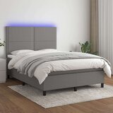  Box spring postelja z vzmetnico LED temno siva 140x190 cm blago, (20724560) Cene