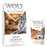 Wolf of Wilderness 12kg + 100g Snack "Explore the Wide Acres" piletina gratis! - SENIOR: Soft - Wide Acres - piletina