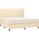  Krevet box spring s madracem LED krem 200x200 cm od tkanine | shoptok.hr