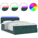  Otomanski krevet s madracem&amp LED tamnozeleni 140x200cm baršun | shoptok.hr