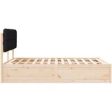 vidaXL Posteljni okvir z oblazinjenim vzglavjem Črna 135 x 190 cm | Shoptok.si
