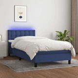  Krevet box spring s madracem LED plavi 90x200 cm od tkanine Cijene