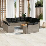 Maison Chic Seti vrtnega pohištva - Vrtna garnitura - Vrtni pohištvo set 13-delna z blazinami siv poli ratan, (21809182) | Shoptok.si