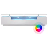 Perth Lowboard, TV ormarić, LED, 3 police, bijeli, 195 x 33 x 50 cm, LED