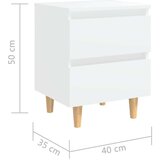 vidaXL noćni ormarić s nogama od masivne borovine bijeli 40x35x50 cm | shoptok.hr