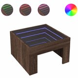 Maison Chic Klubska mizica - kavna mizica - Nizka mizica z neskončnimi LED rjavi hrast 50x50x30 cm, (21752219) Cene