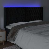 vidaXL LED posteljno vzglavje črno 183x16x118/128 cm žamet | Shoptok.si