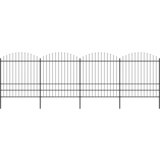 vidaXL Vrtna ograja s koničastimi vrhovi jeklo (1,75-2)x6,8 m črna Cene