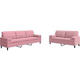  2-dijelni set sofa s jastucima ružičasti baršunasti | shoptok.hr