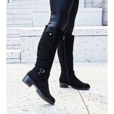 Gemre Black insulated knee-high eco-suede boots Castelvetro | Shoptok.si