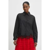 Answear Lab Bombažna srajca ženska, črna barva