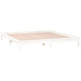  LED okvir kreveta bijeli 150 x 200 cm bračni od masivnog drva | shoptok.hr