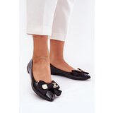 Boto Glossy ballerinas with bow and gold brooch black Rivona | shoptok.hr