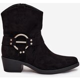 Boto Women's Cowboy Boots with Heel with Decorative Detail Black Halivine | Shoptok.si