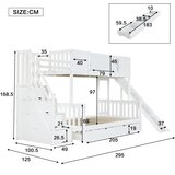 Möbrio Otroška pogradna postelja 90x200 cm - z oknom - z otroškim toboganom - predali na kolesih,bela, (22060391) | Shoptok.si