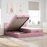 vidaXL Otomanski posteljni okvir z vzmetnicami roza 180x200cm žamet