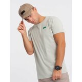 Ombre Men's cotton t-shirt with contrasting thread - light grey Cene