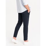 Ombre Men's chino pants with decorative waistband - navy blue | Shoptok.si