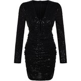 Trendyol Black Sequined Evening Dress with Sequins and Sequins Cene