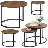 Vintage set od 3 okrugla stolića za kavu od prirodnog drveta | shoptok.hr