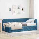 vidaXL Kutni okvir kreveta s madracem Plava 90 x 200 cm Baršun | shoptok.hr