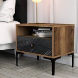 Hanah home Lizbon 534 - Walnut, Black WalnutBlack Nightstand | ePonuda.com