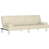 Maison Chic Raztegljiv kavč - Raztegljivi divan z držali za skodelice krem umetno usnje, (21729422) | Shoptok.si