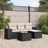 Maison Chic Seti vrtnega pohištva - Vrtna garnitura - Vrtni pohištvo set 5-delna z blazinami črn poli ratan, (21818263) | Shoptok.si