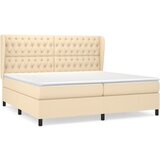 vidaXL Box spring postelja z vzmetnico krem 200x200 cm blago, (20761017) Cene