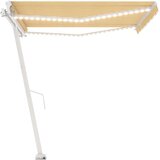  Tenda na ručno uvlačenje s LED svjetlima 450x350 cm žuto-bijela | shoptok.hr
