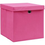 vidaXL Škatle s pokrovi 4 kosi 28x28x28 cm roza | Shoptok.si