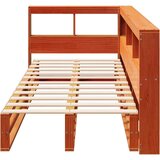  Knjižna postelja brez ležišča vošč. rjava 90x200 cm borovina, (21790874) | Shoptok.si