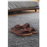 Trendyol Brown Double Buckle Women's Slippers