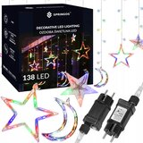 springos ZAVESA BOŽIČNA ZVEZDA 138LED SVETLOBNA ŽICA 4,9m Z VEČBARVNIM TOKOM, (21638519) | Shoptok.si