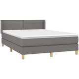  Box spring postelja z vzmetnico temno siva 140x200 cm blago, (20725456) | Shoptok.si