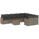  The Living Store Vrtna sedežna garnitura 10-delna z blazinami siv poli ratan - Vrtna Sedežna Garniture, (21459986) | Shoptok.si