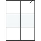 Pregrada za tuš crna 140 x 195 cm s napola mutnim staklom ESG | shoptok.hr