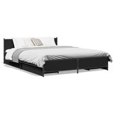 Furnova Posteljni okvir s predali črn 135x190 cm inženirski les, (21935616) | Shoptok.si