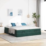 vidaXL Otomanski posteljni okvir z vzmetnicami zelen 200x200cm žamet, (21610807) | Shoptok.si