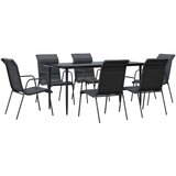 vidaXL 7-dijelni vrtni blagovaonski set crni od čelika i tekstilena | shoptok.hr