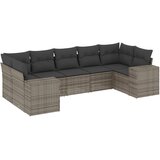 Maison Chic Seti vrtnega pohištva - Vrtna garnitura - Vrtni pohištvo set 7-delna z blazinami siv poli ratan, (21802634) | Shoptok.si