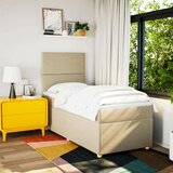 vidaXL Box spring postelja z vzmetnico krem 90x200 cm blago | Shoptok.si