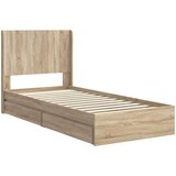  Krevetna konstrukcija s pohranom i uzglavljem Hrast sonoma Smeđa 75 x 190 cm | Shoptok.si