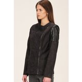 Dewberry Z6615 WOMEN'S LEATHER SUEDE COAT-OUTDOOR BLACK | Shoptok.si