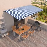 vidaXL Avtomatska tenda 600x350 cm modra in bela | Shoptok.si