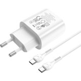 hoco. polnilec N22 Jetta PD 25W Type C s kablom Type C na Type C - bel | Shoptok.si