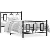 Furnova Kovinski posteljni okvir z vzglavjem in vznožjem črn 100x190 cm, (21934573) | Shoptok.si
