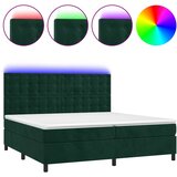  box spring s madracem LED tamnozeleni 200x200 cm baršun | shoptok.hr