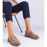 Gemre Beige women's eco-suede loafers with elegant decoration Peletino | ePonuda.com