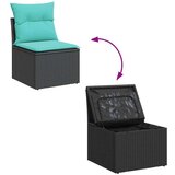  Vrtna garnitura - 9-dijelni set vrtnih sofa s jastucima crni od poliratana - Crna sa spremištem 1 | shoptok.hr